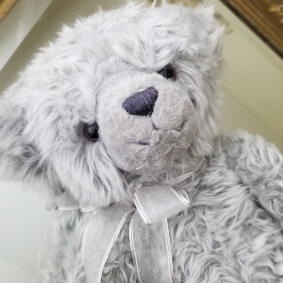 ❗Gund Teddy Bear Jackson Plush Stuffed Animal Gray Silver Ribbon Bow❗ - Picture 7 of 7